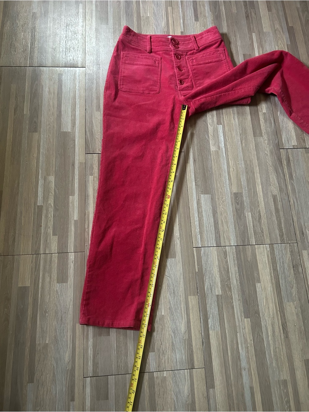 Apiece Apart Marston High-Waist Straight Pink Corduroy Button-Front Pants Size 2 - Picture 5 of 9